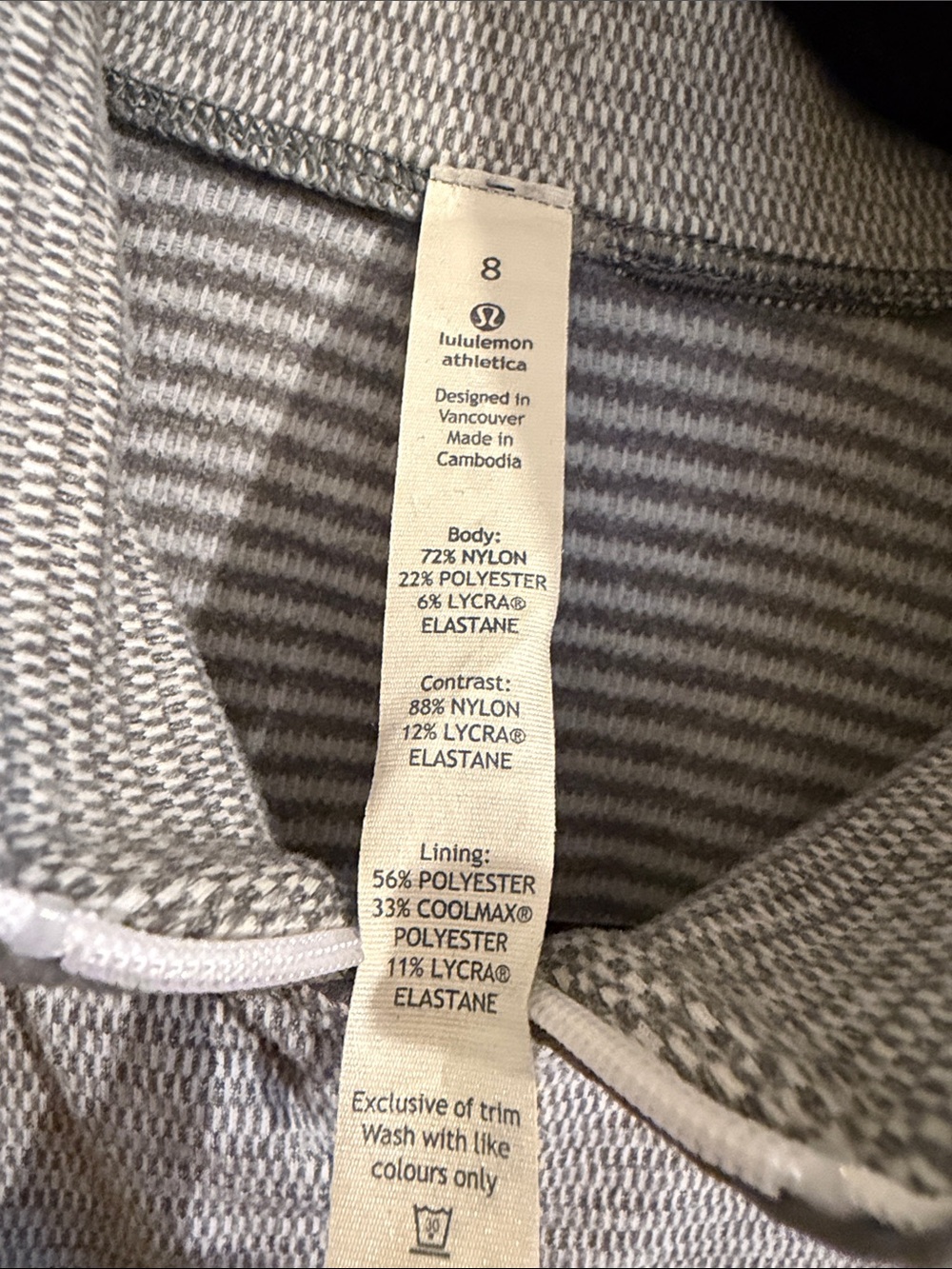 Lululemon Runderful 1/2 Zip Pullover Check Piqué White Heathered Slate Jacket - Picture 4 of 7